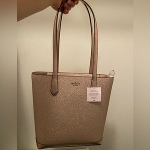 ♠️NWT Kate Spade Rose Gold Glitter Tinsel Tote